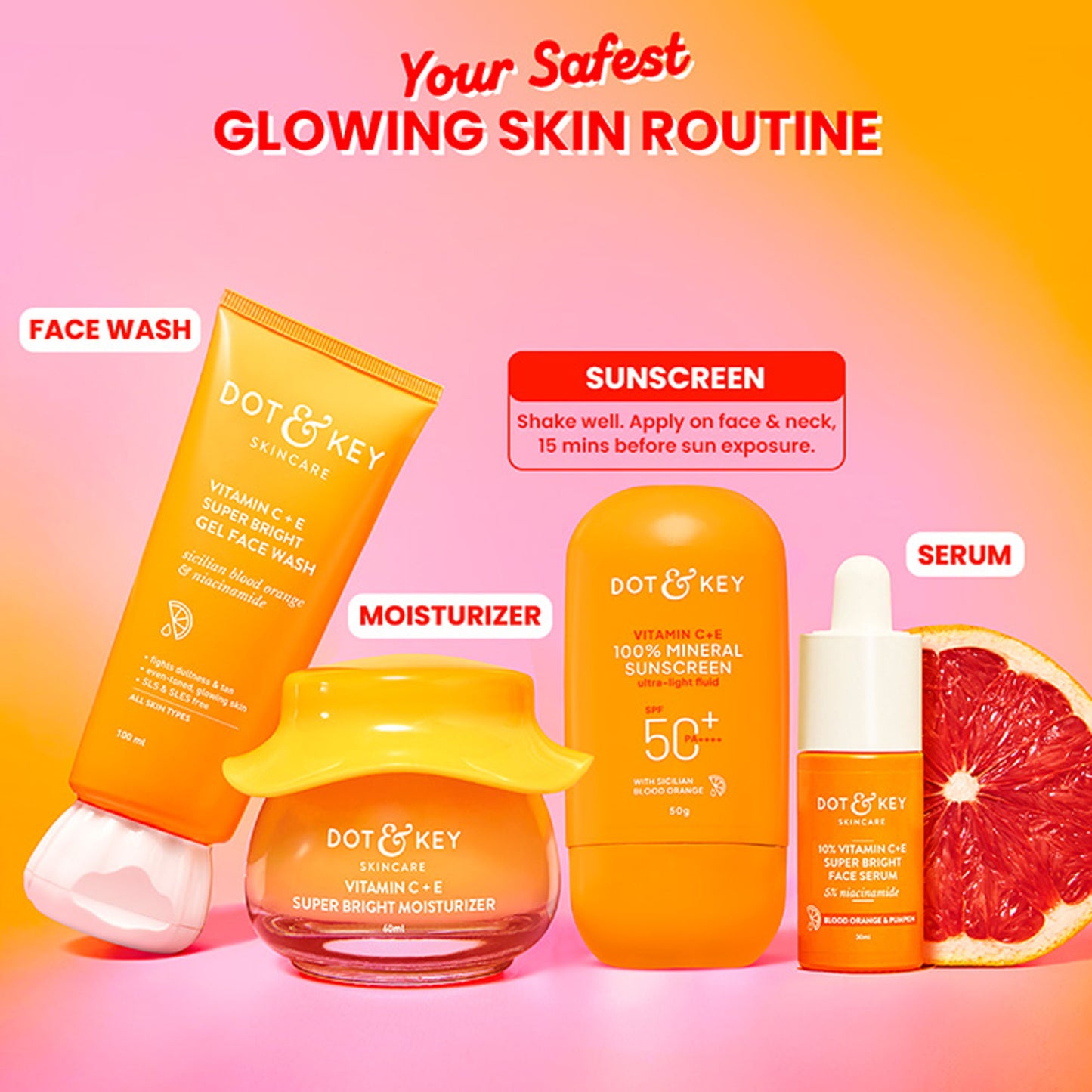 Dot & Key Vitamin C + E 100% Mineral Sunscreen In-Vivo Tested SPF 50+ PA++++, No White Cast