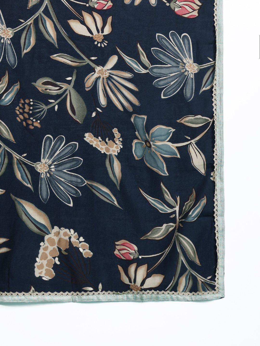 Indyancart IE Floral Embroidered Thread Work Pure Cotton Kurta with Trousers & With Dupatta