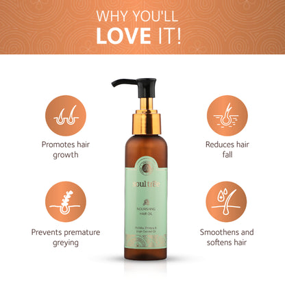 SoulTree Nourishing Hair Oil with Methika, Bhringraj & Virgin Coconut