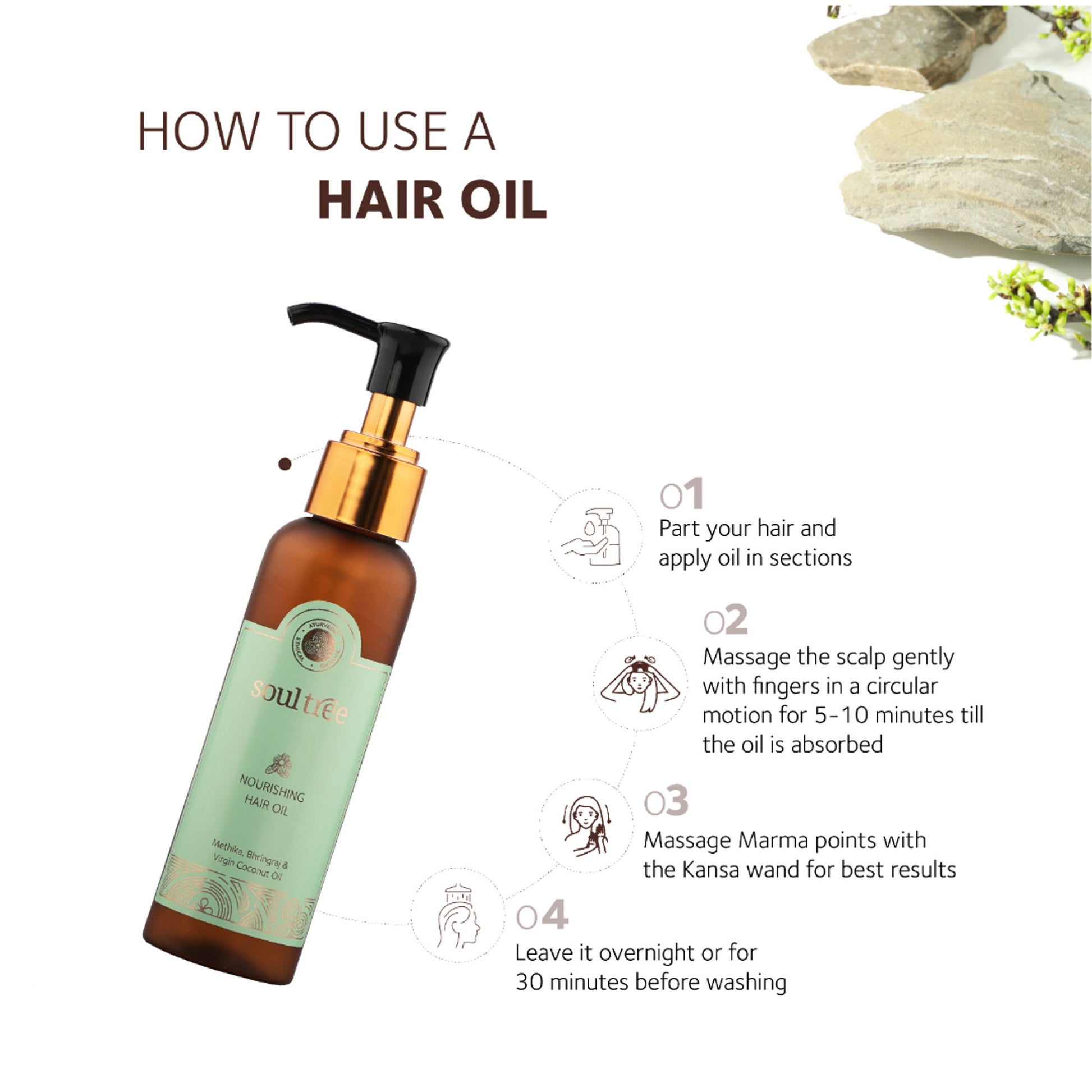 SoulTree Nourishing Hair Oil with Methika, Bhringraj & Virgin Coconut