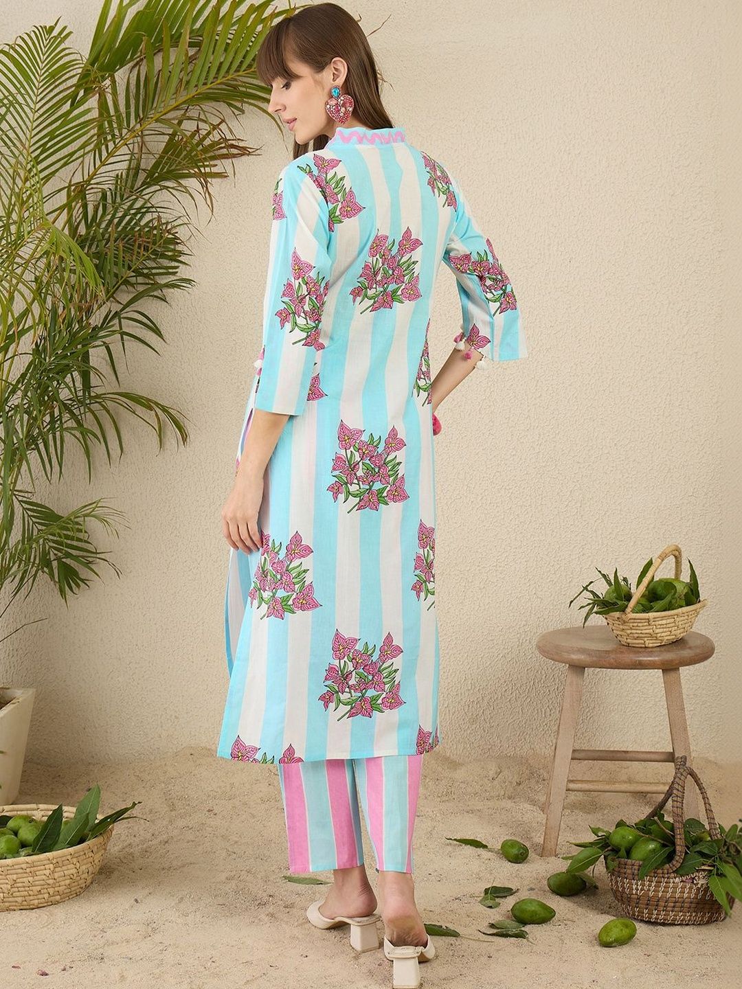 Women Printed Regular Pure Cotton Kurta with Trousers