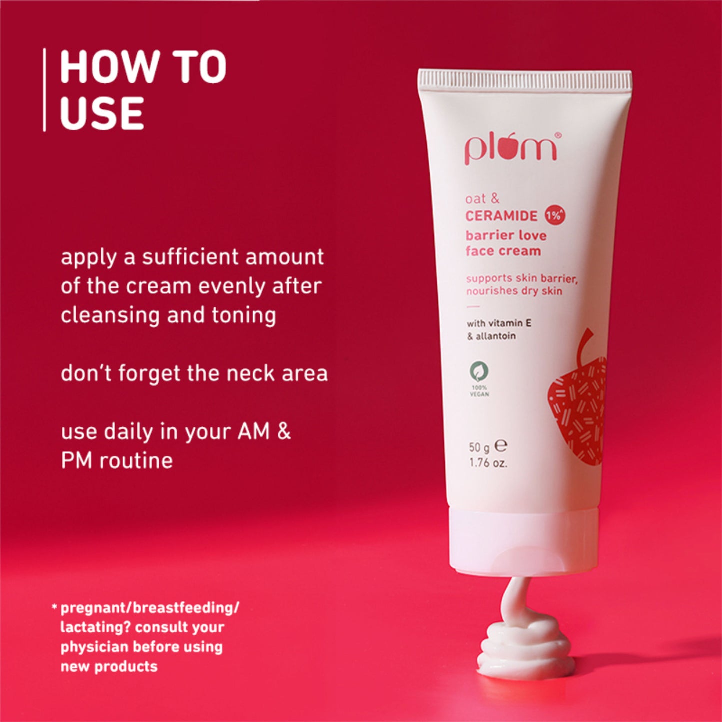 Plum 1% Ceramide Face Cream With Oat, Strengthens Skin Barrier & Nourishes