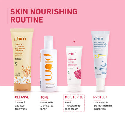 Plum 1% Ceramide Face Cream With Oat, Strengthens Skin Barrier & Nourishes