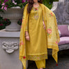 Dhiyona IE Women Floral Embroidered Thread Work Kurta with Trousers & With Dupatta