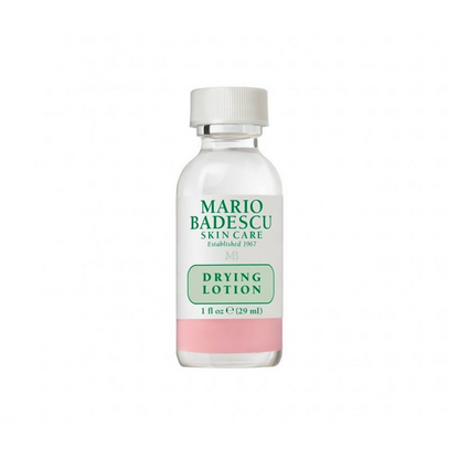 Mario Badescu Acne Spot Corrector Drying Lotion with Salicylic Acid in a small glass bottle, designed for treating blemishes.