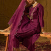 Dhiyona IE Ethnic Motifs Embroidered Sequinned Liva Straight Kurta With Trousers & Dupatta