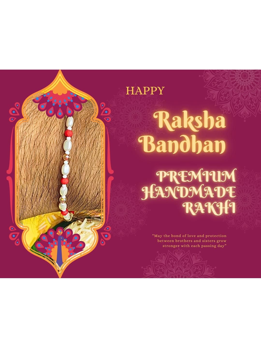 Anouk Set Of 6 Beaded Cotton Thread with AD Stones & Meenakari Designer Rakhi for Brother