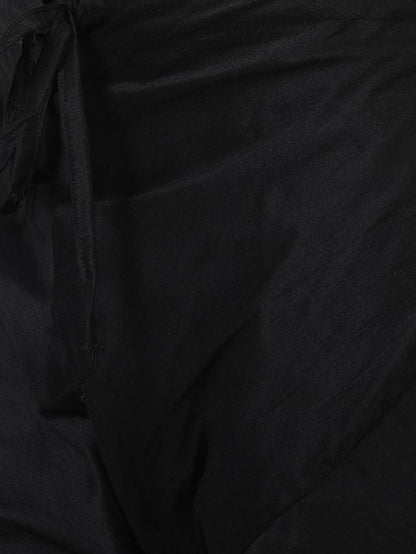 Men's Black Silk Blend Straight Kurta Pyjama Set