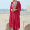 Indyancart IE Ethnic Motifs Embroidered Thread Work Kurta With Trousers & Dupatta