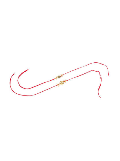 Anouk Pearls Beaded Swastik Bhaiya Bhabhi Rakhi With Roli Chawal Chandan
