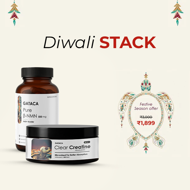 GATACA Diwali Stack (Pure ?-NMN 500mg 30 Caps & Creatin 200 Mesh 100gm)