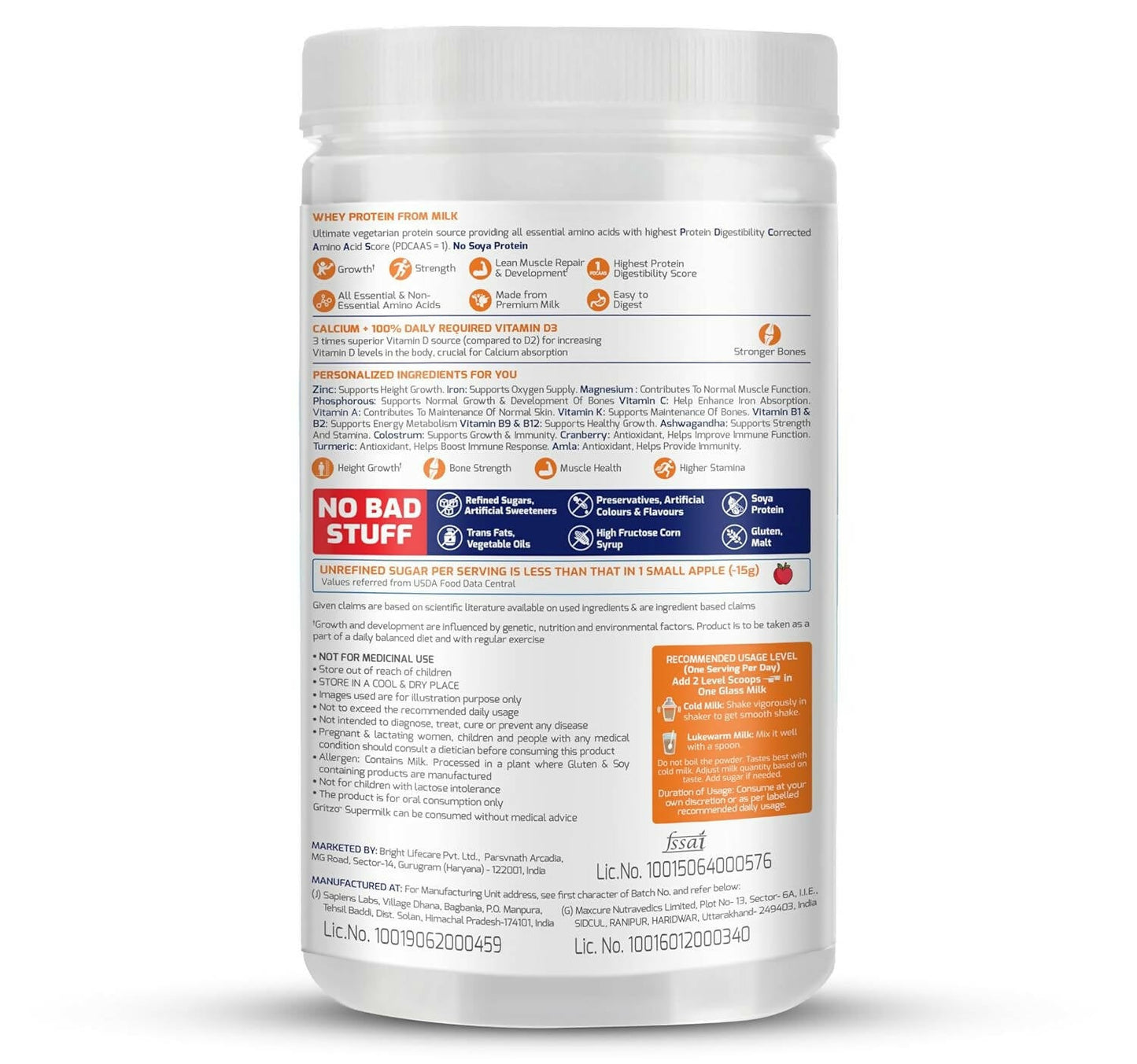 Gritzo SuperMilk Height+ Health Drink for 8-12y Girls - Double Chocolate Flavor - Indyancart