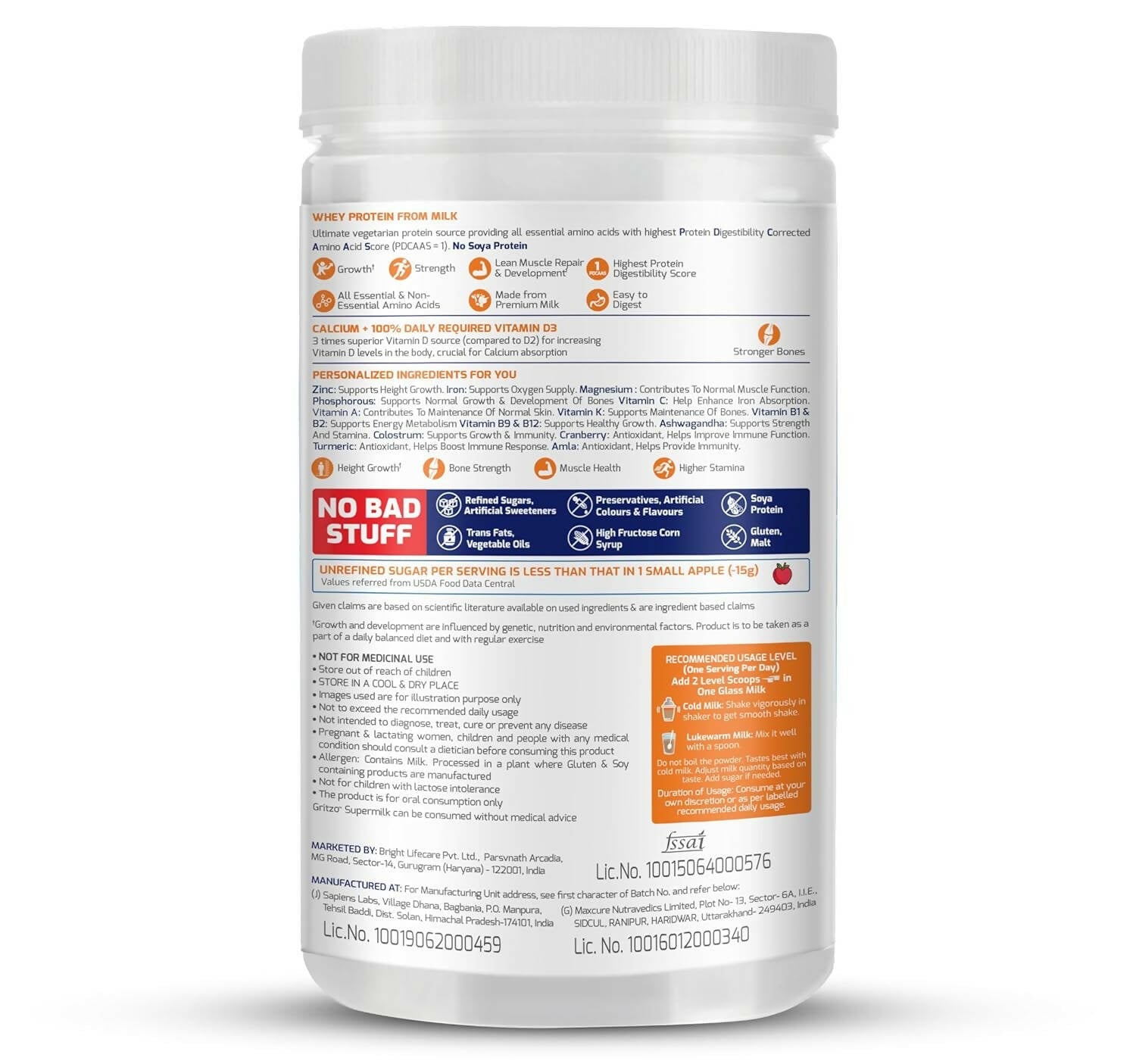 Gritzo SuperMilk Height+ Health Drink for 8-12y Girls - Double Chocolate Flavor - Indyancart