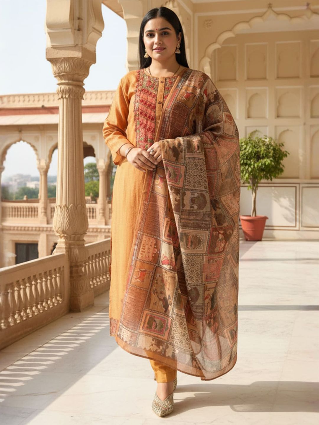 Women Ethnic Motifs Printed Kurta with Trousers & Dupatta