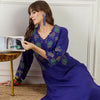 Indyancart IE Embroidered Pure Cotton A-Line Tunic With Trousers Co-Ords