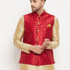 Men's Gold Silk Blend Straight Jacket  Kurta and Dhoti Set