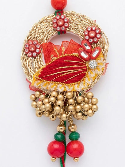 Anouk Set Of 2 Artificial Beads Bhaiya Bhabhi Rakhi With Roli Chawal Chandan Mishri