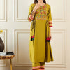 Indyancart IE Women Olive Kurta Sets