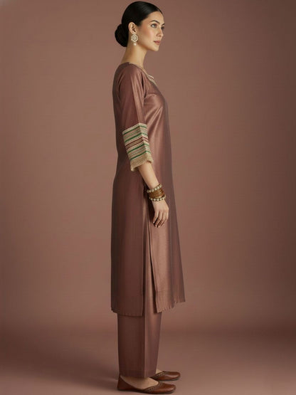 Indyancart VA Women Regular Thread Work Kurta with Palazzos & With Dupatta