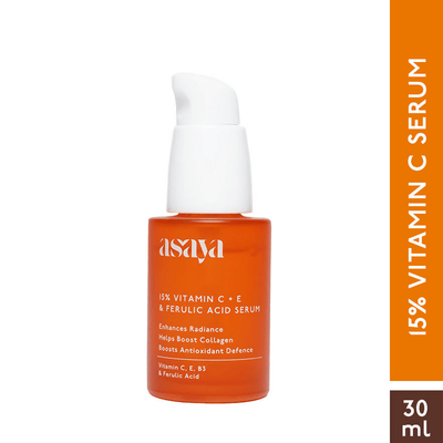 Asaya 15% Vitamin C + E Serum For Face With Ferulic Acid Brightening Serum & Skin Collagen Booster