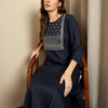 Dhiyona IE Floral Yoke Design Round Neck Sequinned Straight Kurta