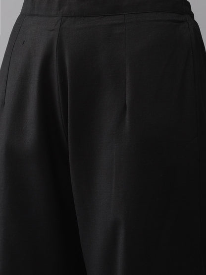 Women Black Yoke Design Regular Gotta Patti Kurta with Palazzos & With Dupatta