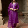 Dhiyona IE Ethnic Motifs Yoke Design Thread Work Kurta With Trousers & Dupatta