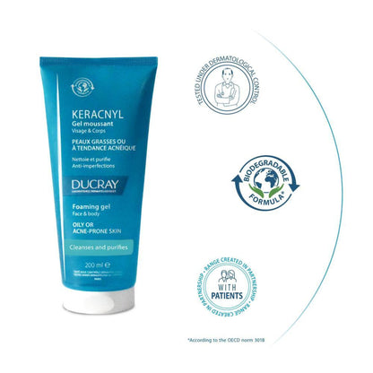 Ducray Keracnyl Foaming Gel Face & Body Wash
