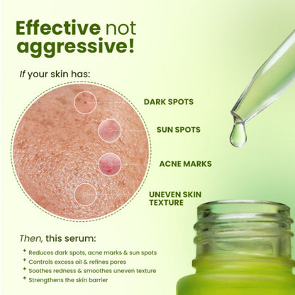 Dot & Key Niacinamide + Cica face serum for oily, acne-prone skin with dark spots reduction, shown in a dropper bottle.