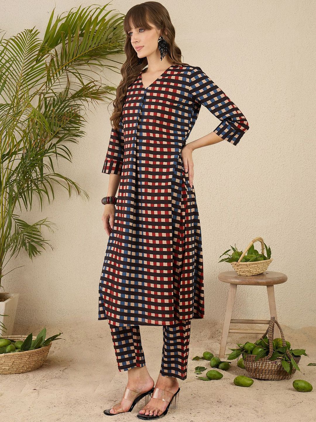 Indyancart IE Printed Pure Cotton Kurta & Trouser Co-Ords