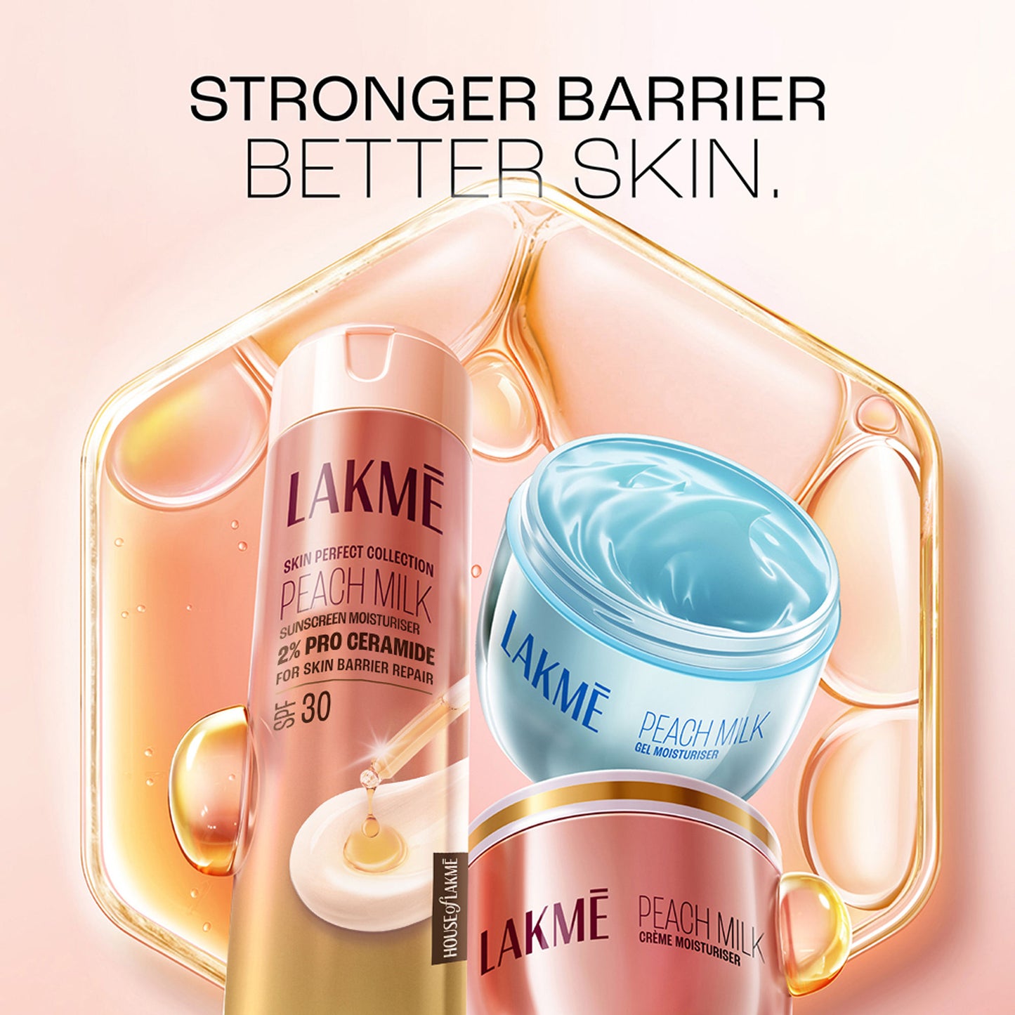 Lakmé Peach Moisturiser with SPF 30 & Ceramide, UV Defense & Barrier Repair, All Skin Types