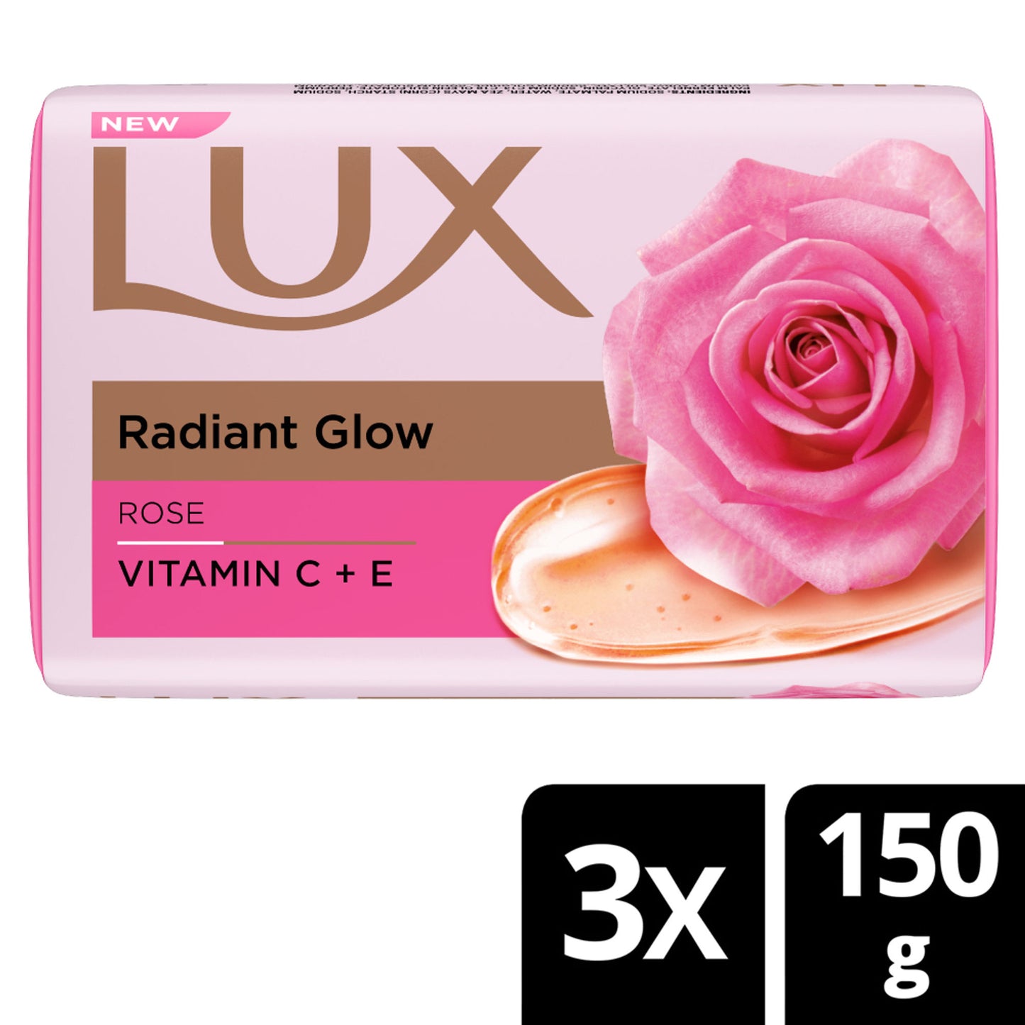 LUX Soft Glow Rose & Vitamin E Soap Bar (Pack of 3) Moisturizing Bathing Soap