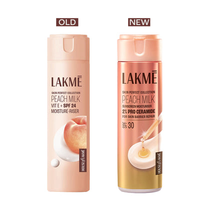 Lakmé Peach Moisturiser with SPF 30 & Ceramide, UV Defense & Barrier Repair, All Skin Types