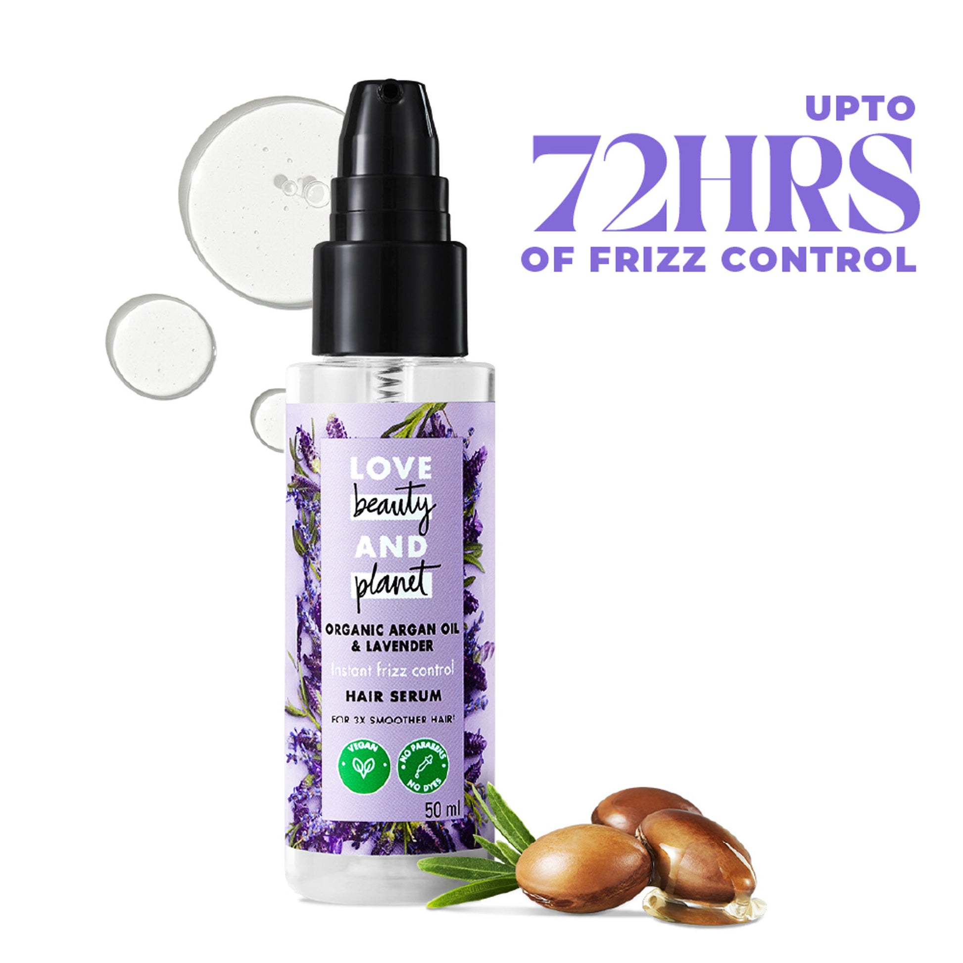 Love Beauty & Planet Argan Oil & Lavender Hair Serum For Smooth Frizz-Free Hair