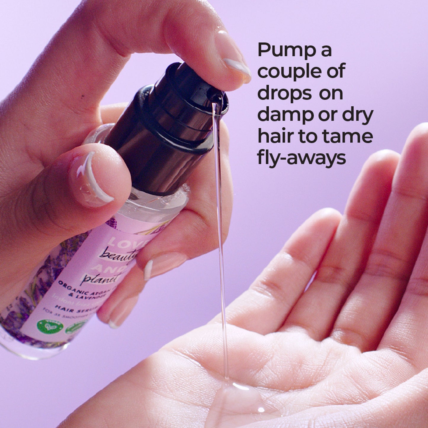 Love Beauty & Planet Argan Oil & Lavender Hair Serum For Smooth Frizz-Free Hair