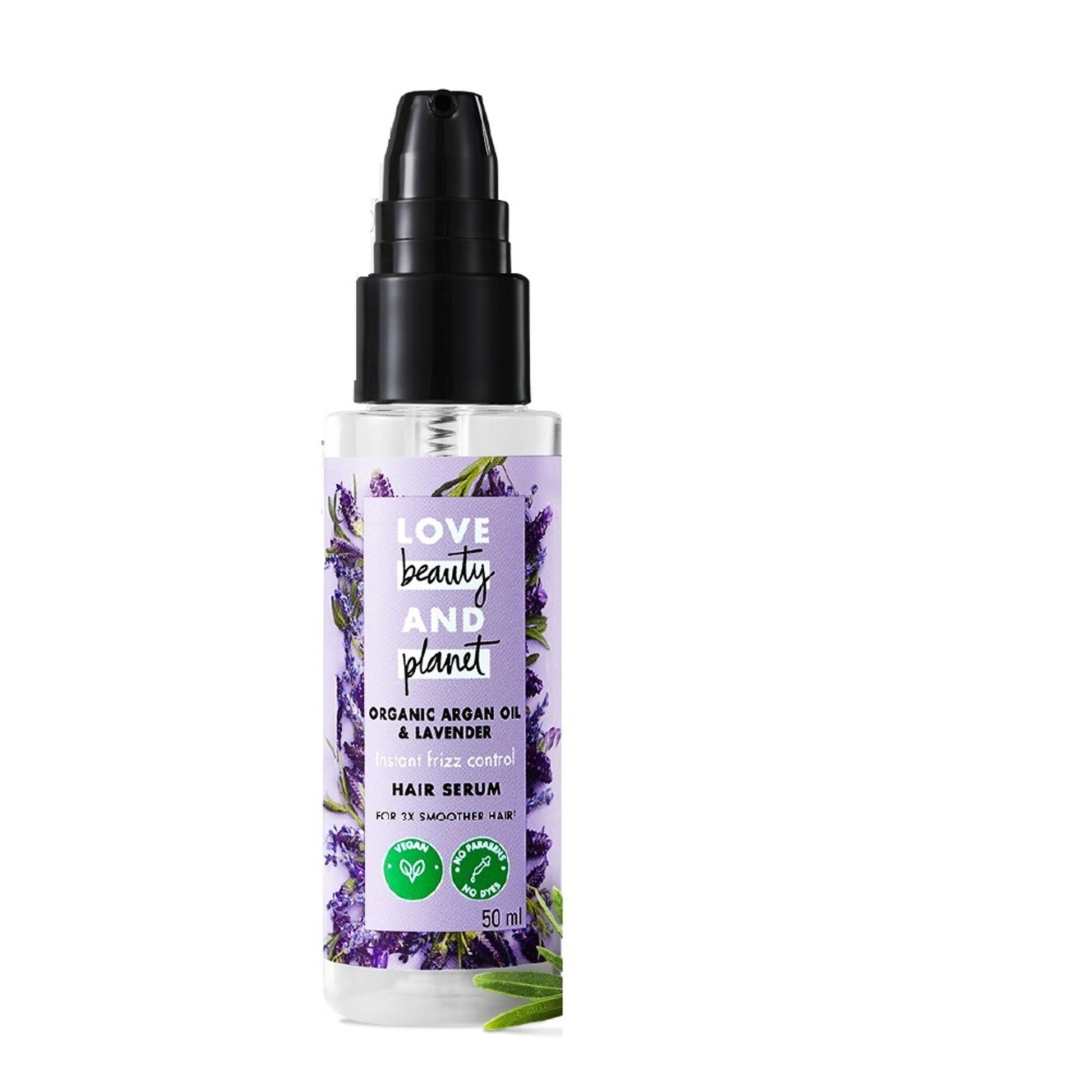 Love Beauty & Planet Argan Oil & Lavender Hair Serum For Smooth Frizz-Free Hair