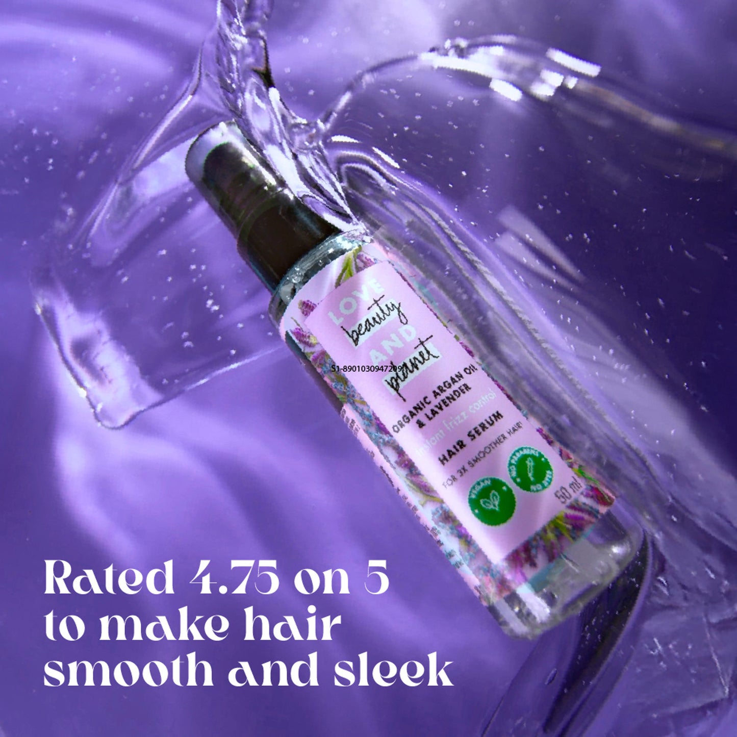 Love Beauty & Planet Argan Oil & Lavender Hair Serum For Smooth Frizz-Free Hair