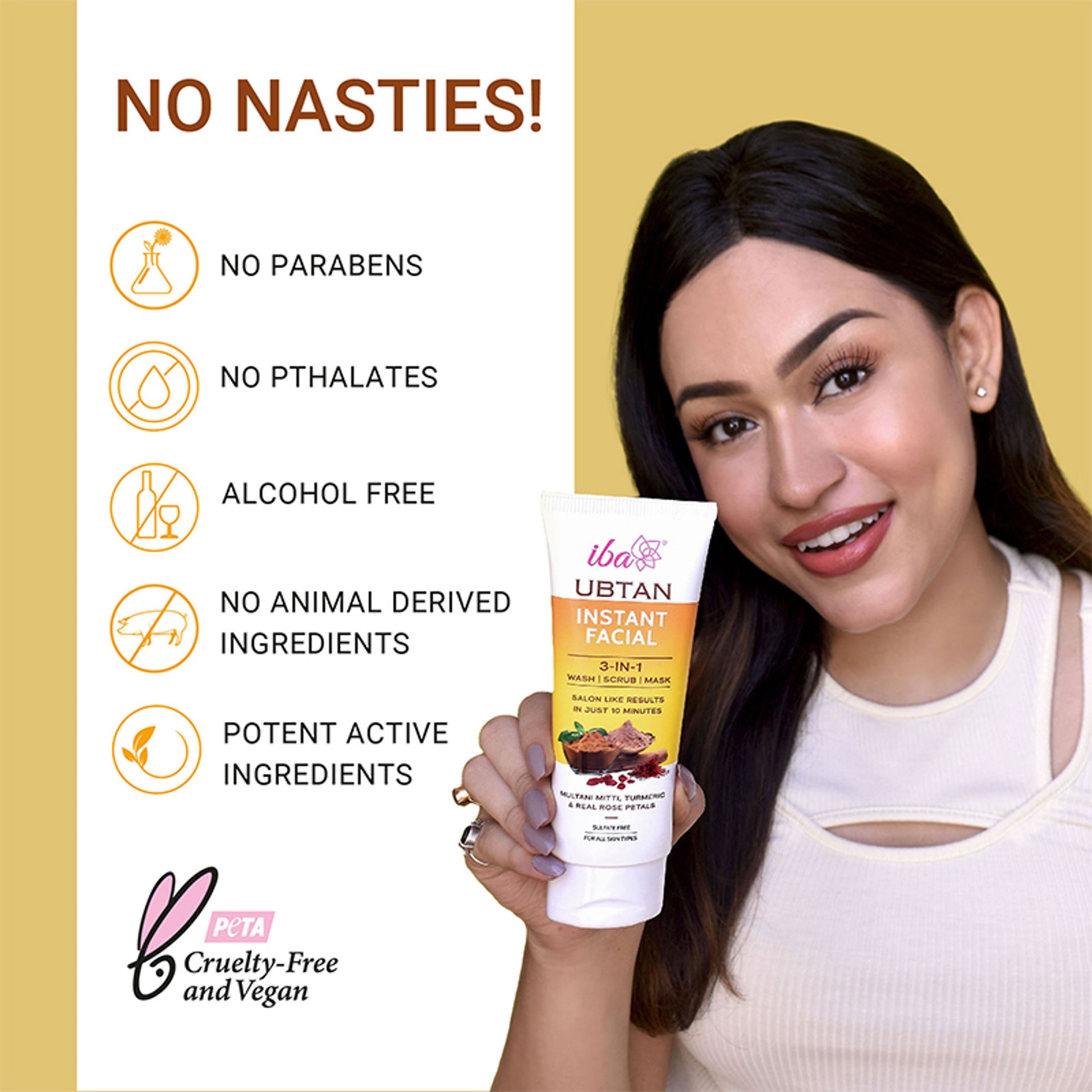 IBA Ubtan Instant Facial 3 In 1 Wash, Scrub & Mask For All Skin