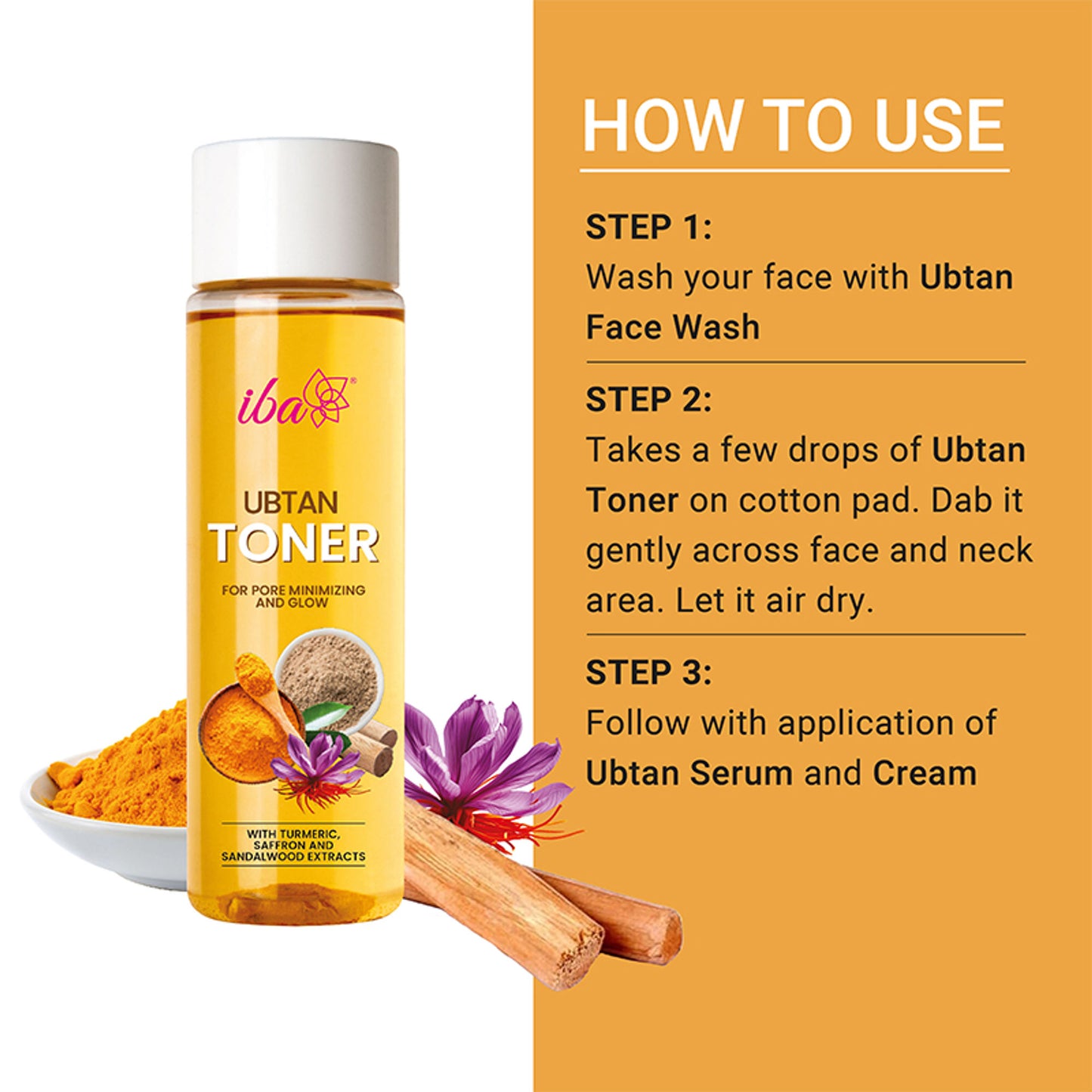IBA Ubtan Toner With Turmeric, Saffron & Sandalwood Extracts For Pore Minimizing And Glow