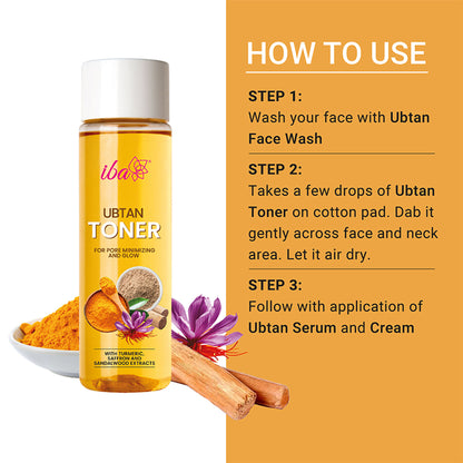 IBA Ubtan Toner With Turmeric, Saffron & Sandalwood Extracts For Pore Minimizing And Glow