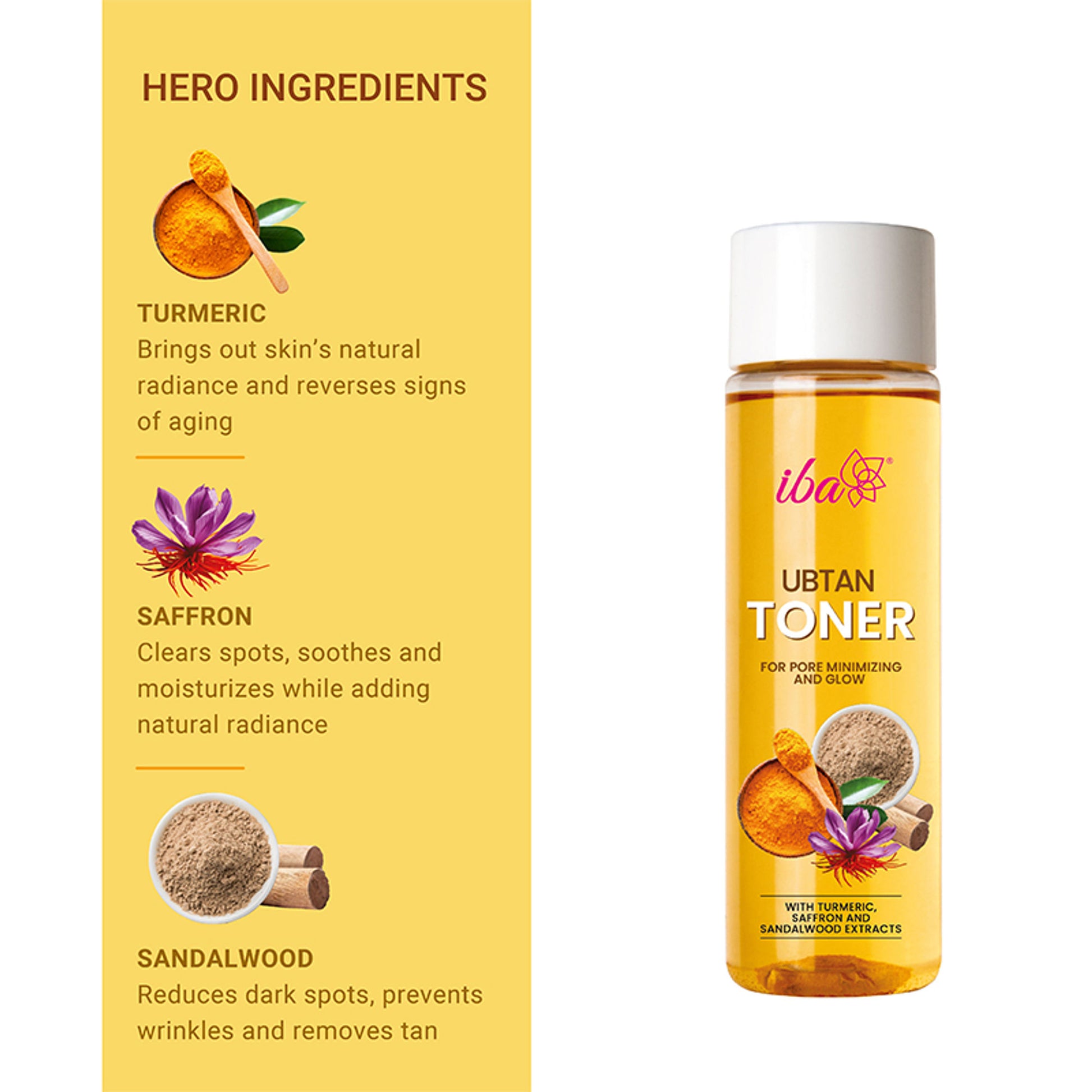 IBA Ubtan Toner With Turmeric, Saffron & Sandalwood Extracts For Pore Minimizing And Glow