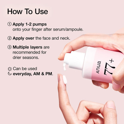 Anua Peach 77 Niacin Conditioning Milk with ceramide and hyaluronic acid, shown in a white bottle with peach accents.