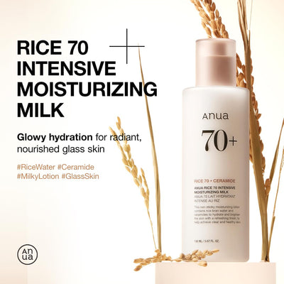 Anua Rice 70 Intensive Moisturizing Milk with Niacinamide & Ceramide Brightens Dull Skin