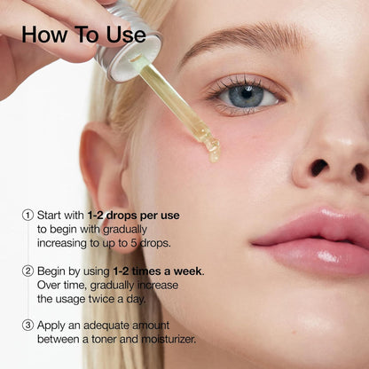 Anua Azelaic Acid 10 Hyaluron redness soothing serum with cica, calming acne-prone skin, shown in a clear bottle with dropper applicator