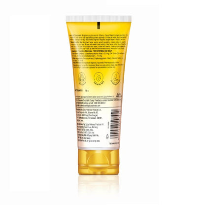 Everyuth Naturals Brightening Lemon & Cherry Face Wash bottle showing the product label and fresh lemon and cherry fruits.