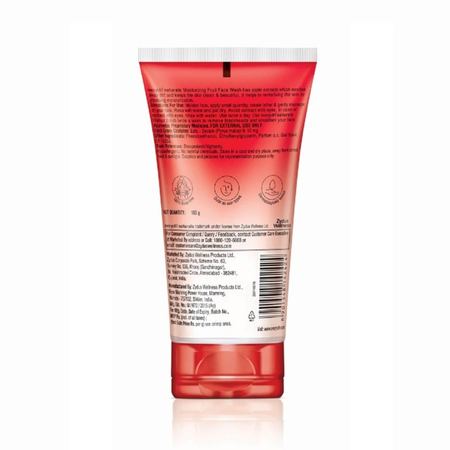 Everyuth Naturals Moisturizing Fruit Face Wash With Apple Extracts, Paraben Free