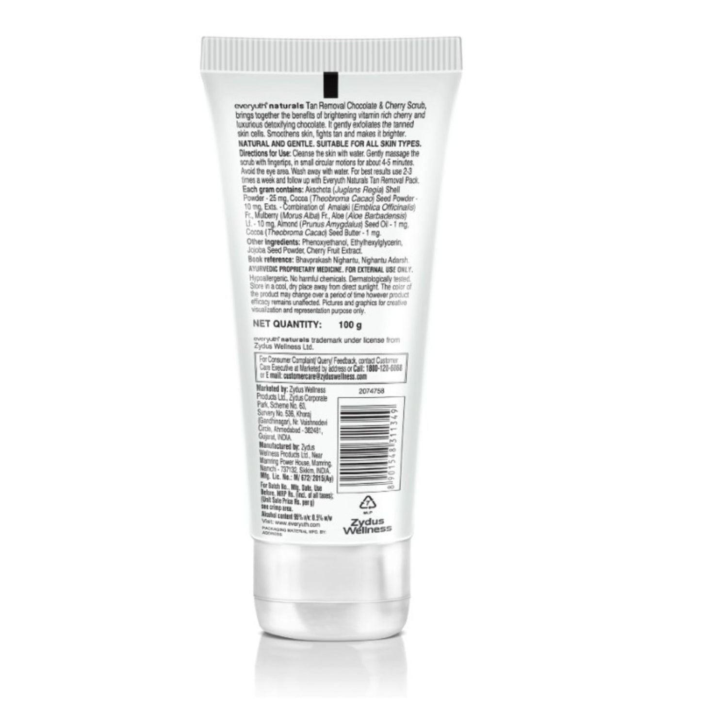 Everyuth Naturals Tan Removal Scrub - Chocolate & Cherry Dtan, Paraben Free