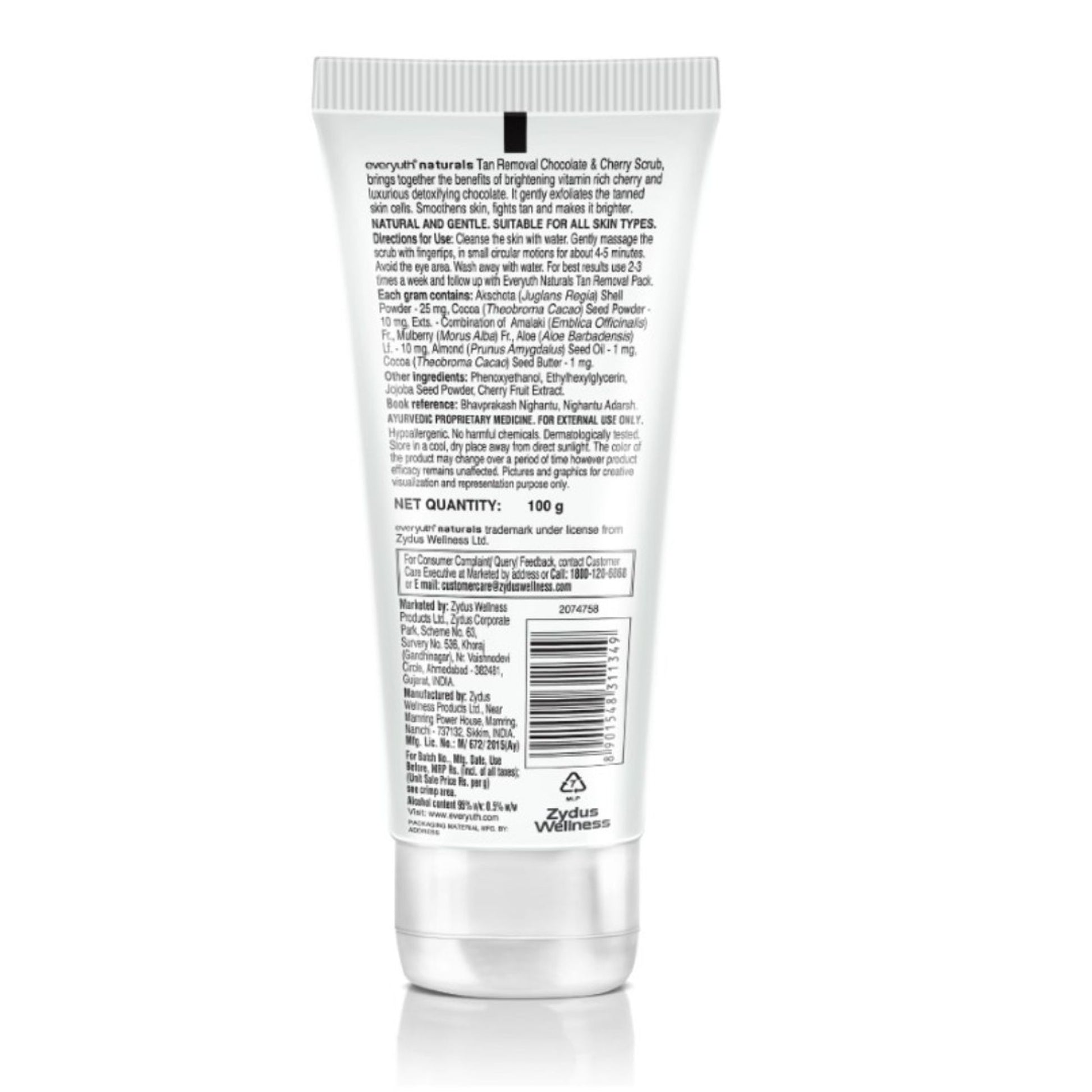 Everyuth Naturals Tan Removal Scrub - Chocolate & Cherry Dtan, Paraben Free