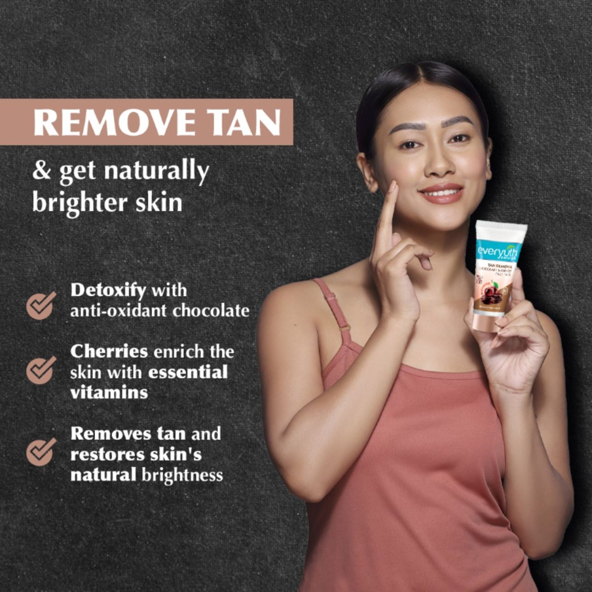 Everyuth Naturals Tan Removal Pack for Face & Body - Chocolate & Cherry Dtan