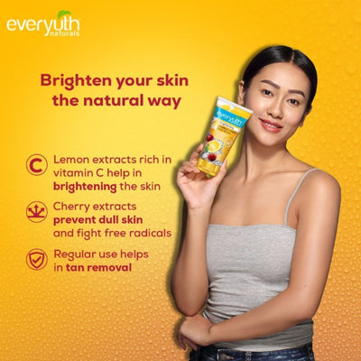 Everyuth Naturals Face Wash - Brightening Lemon & Cherry, Suits all Skin Types, Paraben Free